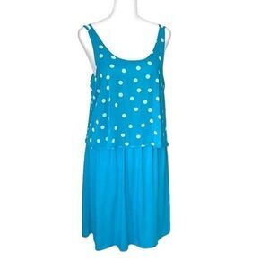 Charming Charlie Womens Polka Dots Dress Sleeveless Lined Chiffon Medium Blue‎